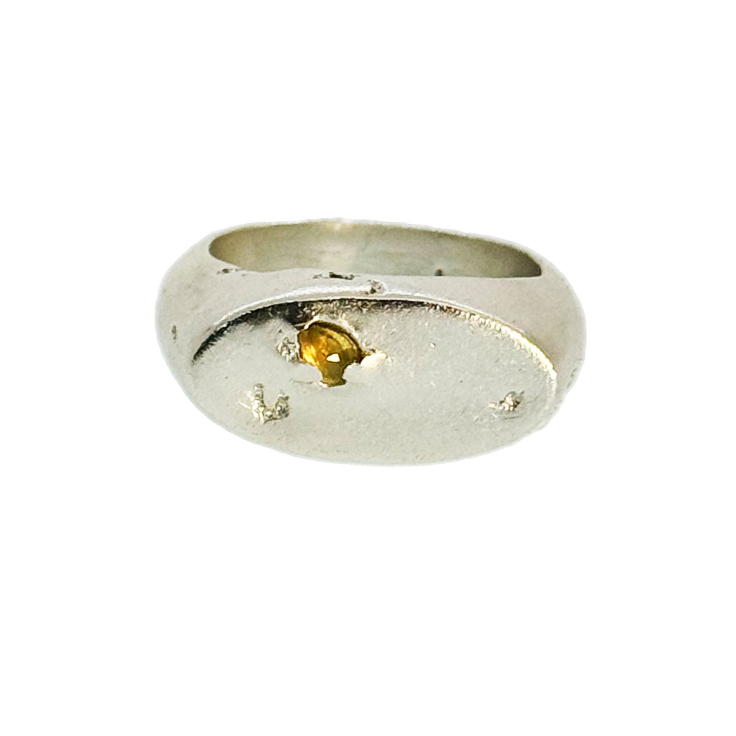 Goldenrod Reverse-set Sapphire Signet Ring in Sterling Silver (One Only)
